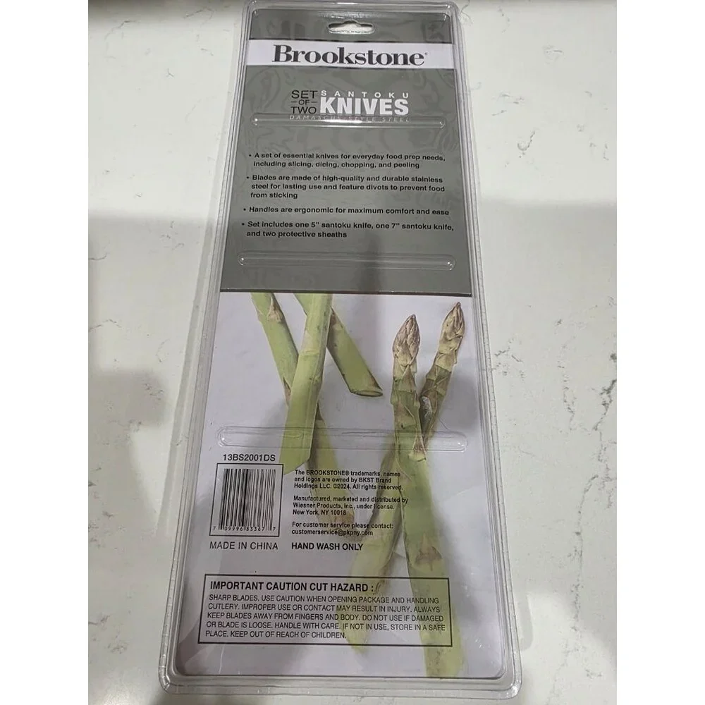 New Brookstone Kitchen Knife 2 piece set Santoku knives 5" & 7" with Protective - Picture 2 of 3